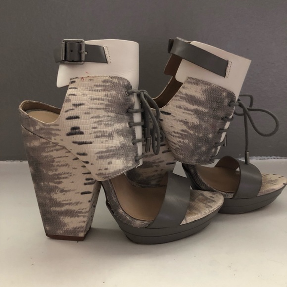 BCBG Runway Snakeskin lace up heels - Picture 2 of 8